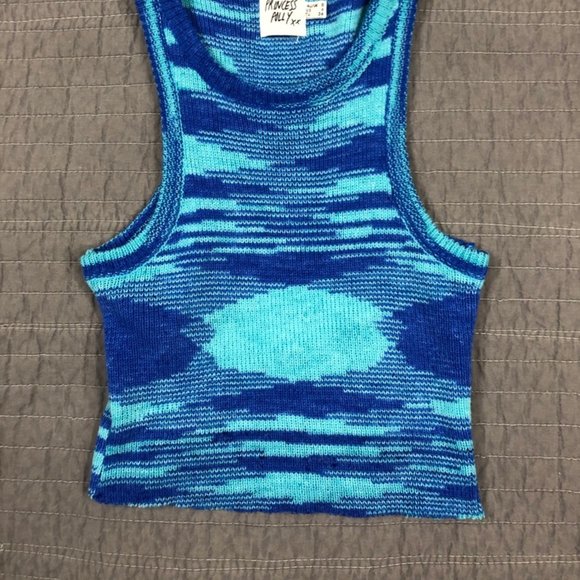 Princess Polly Knit Tank Blue Women 4 Raw Hem Sweater Cropped - Picture 15 of 16